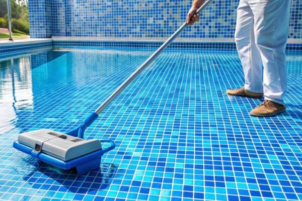 pool skimming and scrubbing