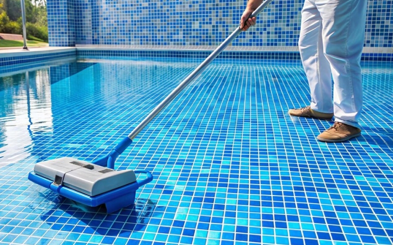 pool skimming and scrubbing